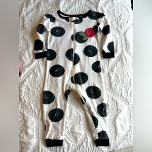 Lamaze black dot and rose onesie pajamas